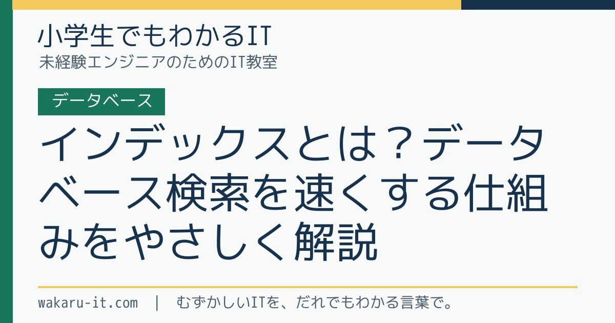 インデックスとは？データベース検索を速くする仕組みをやさしく解説のサムネイル